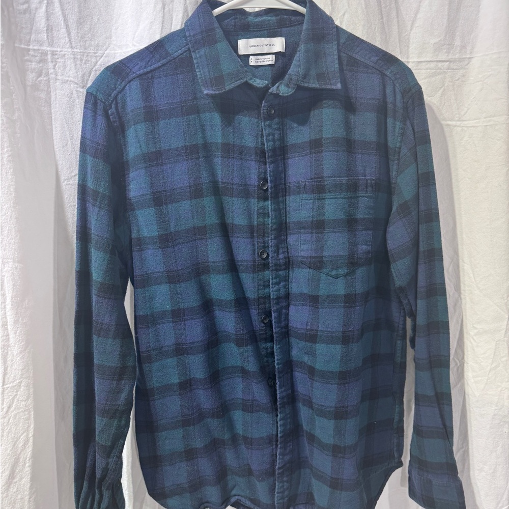 Blue and Green Plaid Men's Shirt